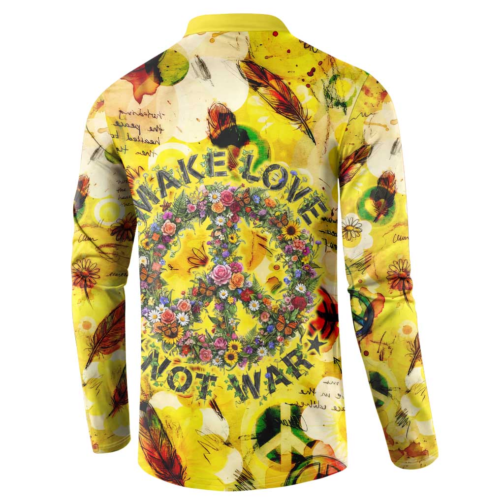 Make Love Not War Button Sweatshirt Hippie Flower Power Revolution