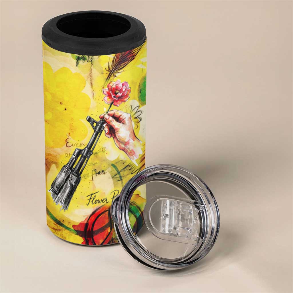 Make Love Not War 4 in 1 Can Cooler Tumbler Hippie Flower Power Revolution