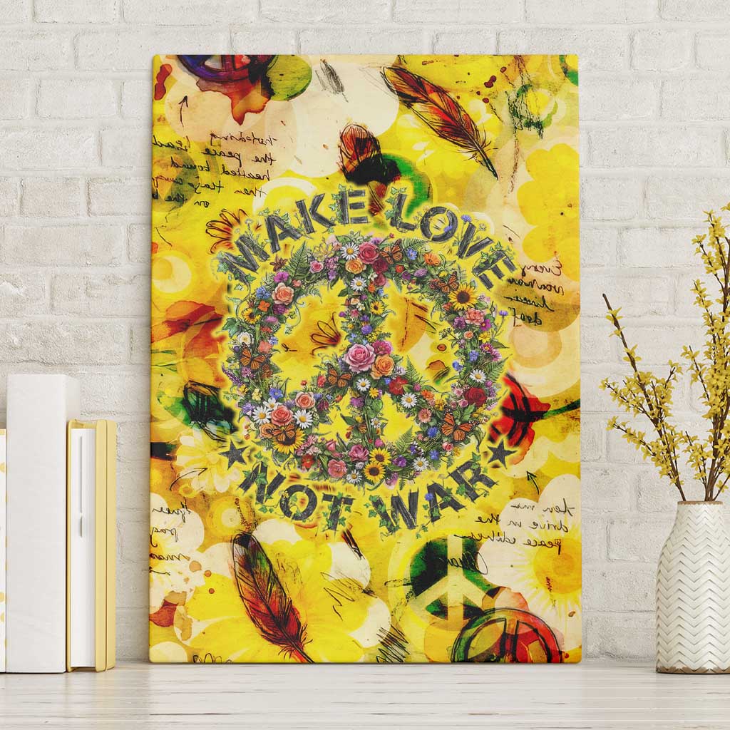 Make Love Not War Canvas Wall Art Hippie Flower Power Revolution