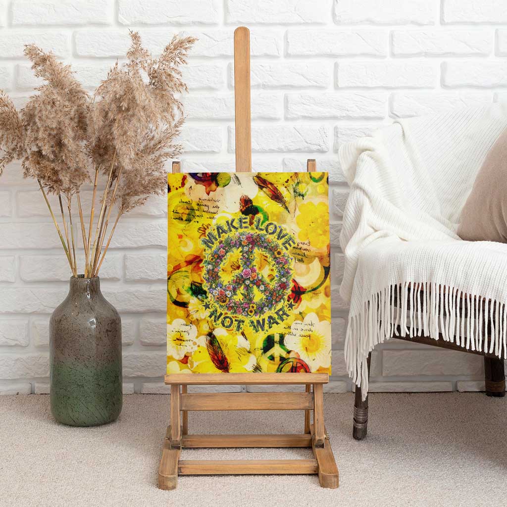 Make Love Not War Canvas Wall Art Hippie Flower Power Revolution