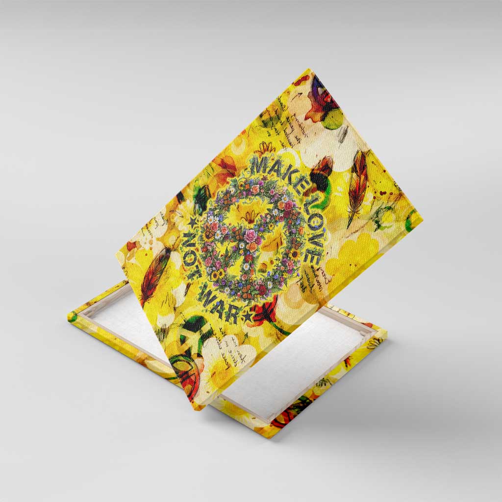 Make Love Not War Canvas Wall Art Hippie Flower Power Revolution