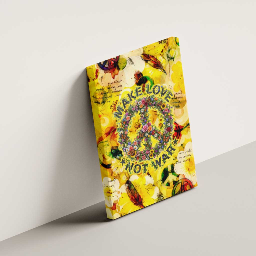 Make Love Not War Canvas Wall Art Hippie Flower Power Revolution