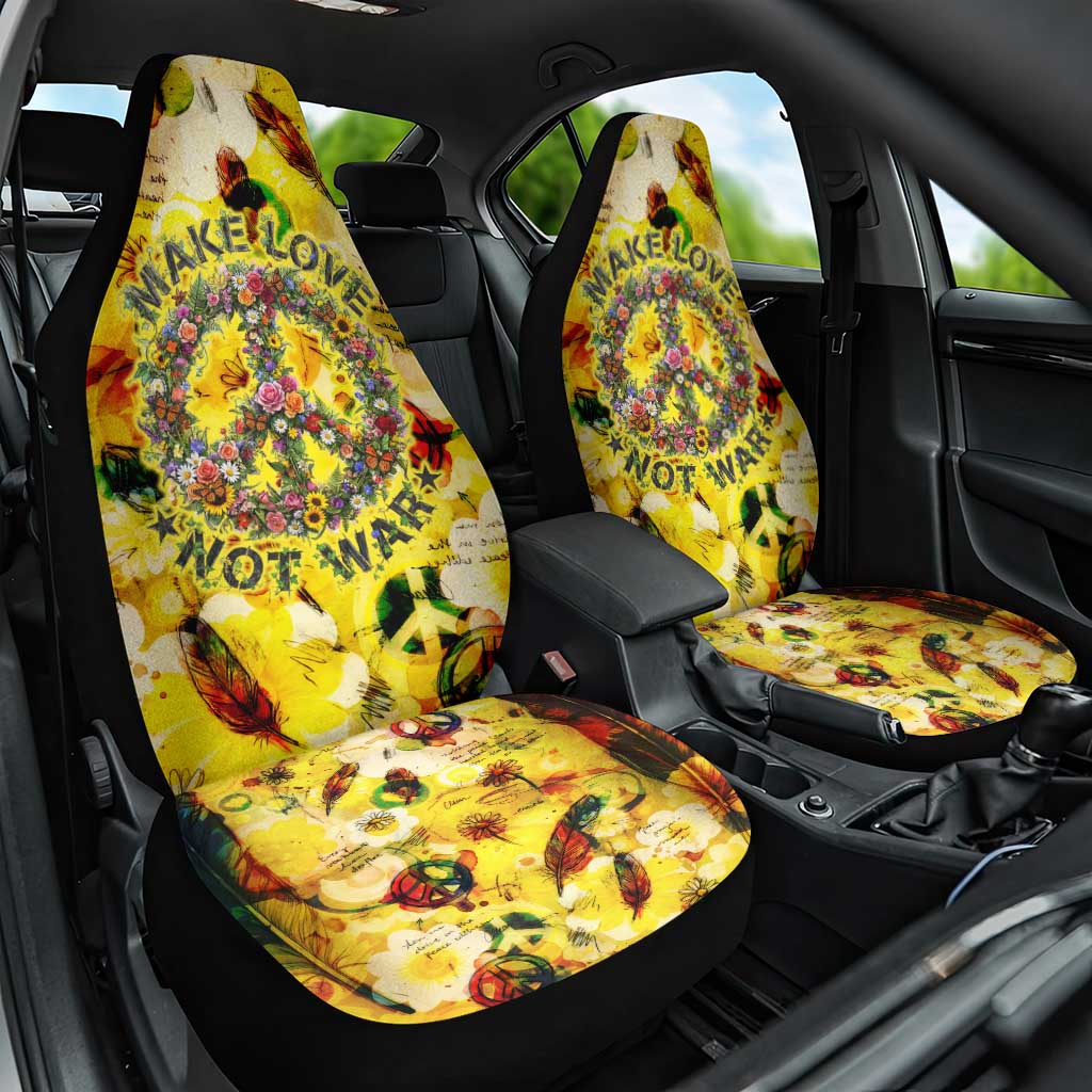 Make Love Not War Car Seat Cover Hippie Flower Power Revolution