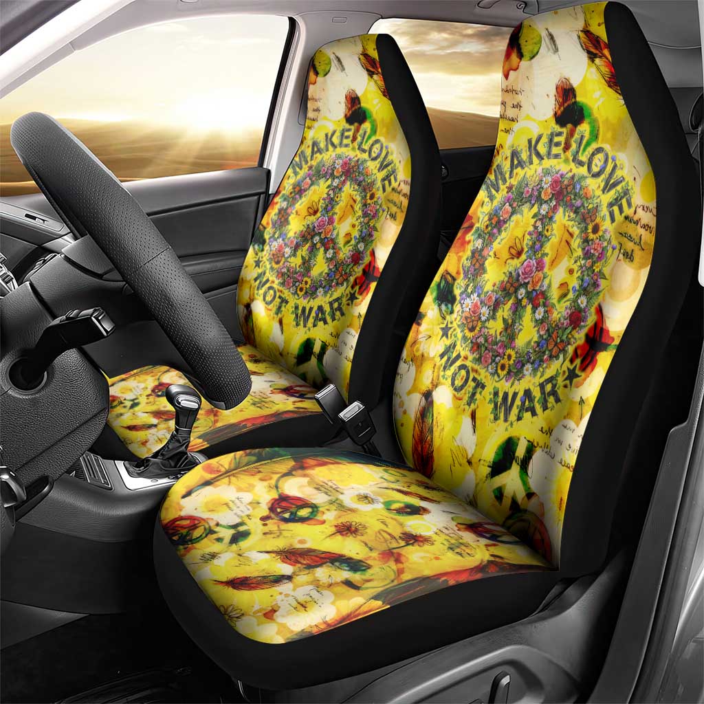 Make Love Not War Car Seat Cover Hippie Flower Power Revolution