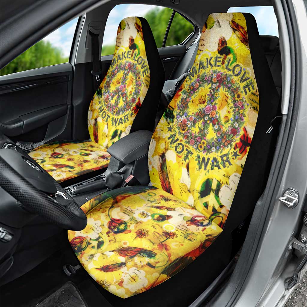 Make Love Not War Car Seat Cover Hippie Flower Power Revolution