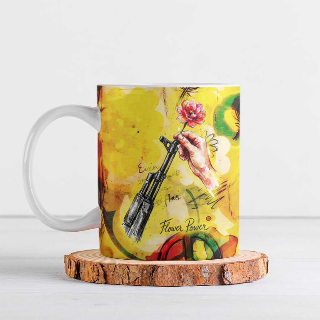 Make Love Not War Ceramic Mug Hippie Flower Power Revolution