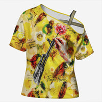 Make Love Not War Cross Shoulder Shirt Hippie Flower Power Revolution