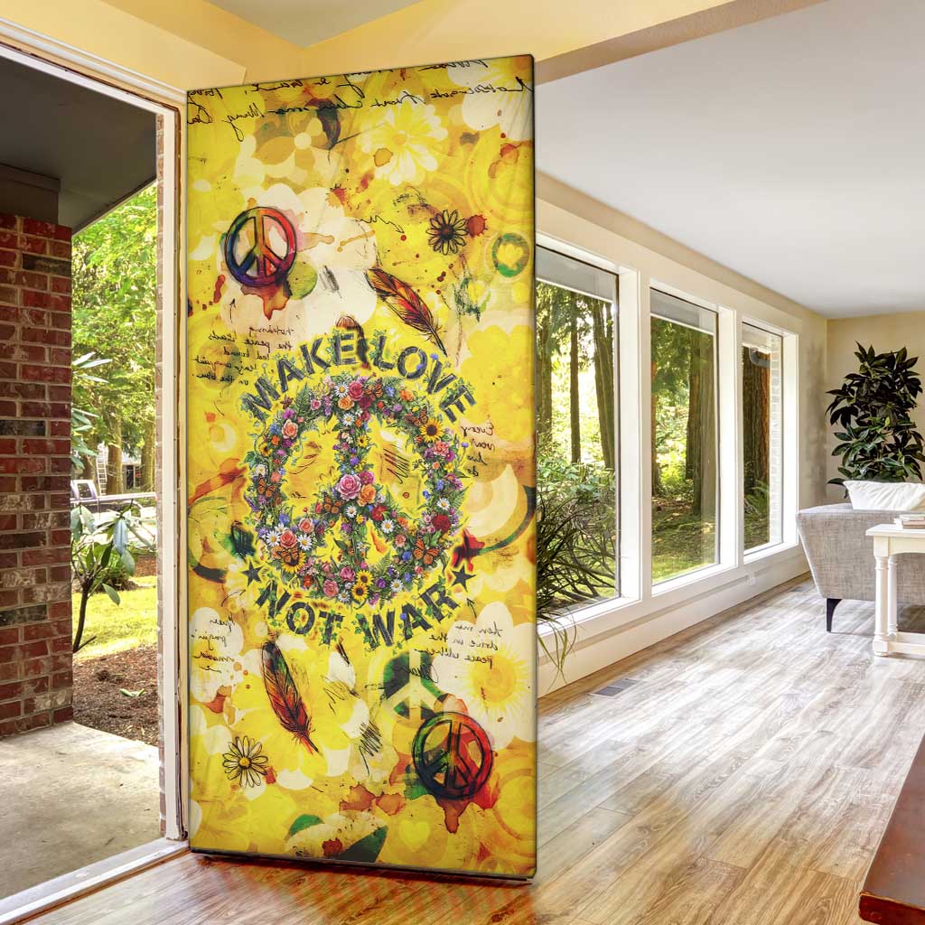 Make Love Not War Door Cover Hippie Flower Power Revolution