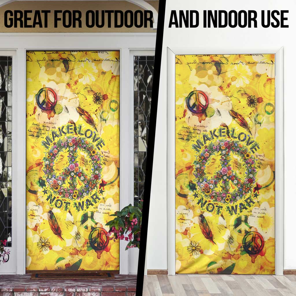 Make Love Not War Door Cover Hippie Flower Power Revolution