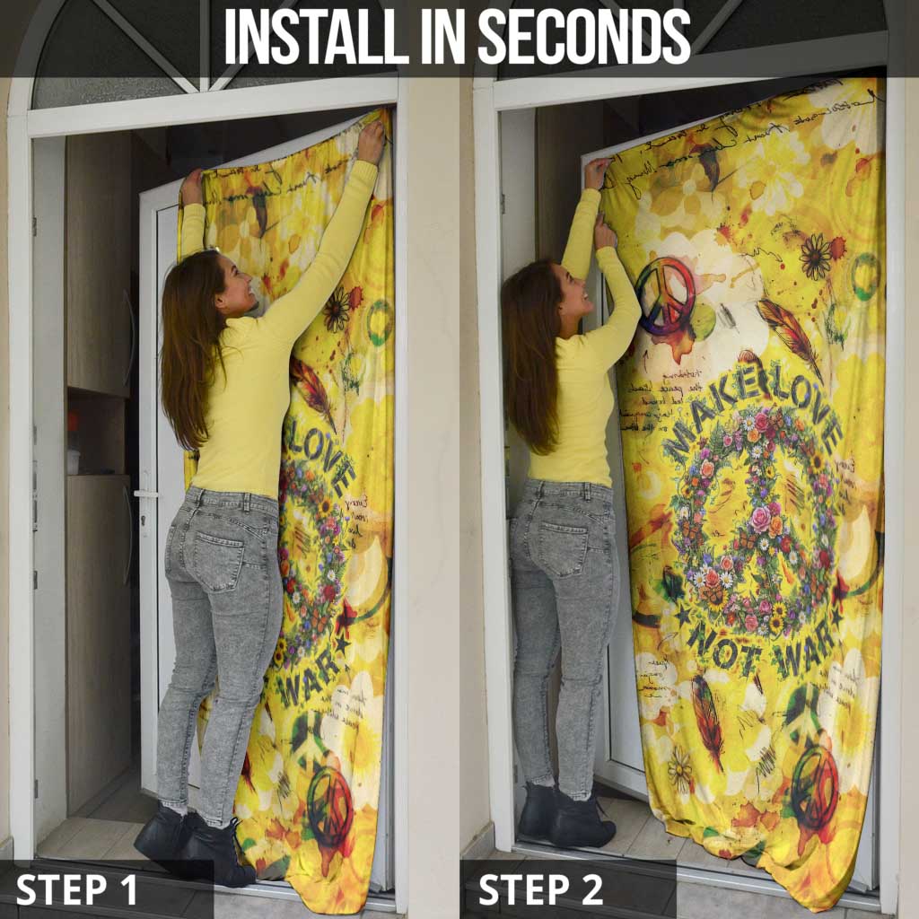 Make Love Not War Door Cover Hippie Flower Power Revolution