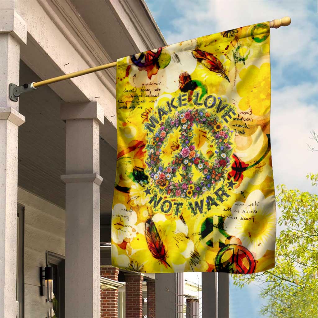 Make Love Not War Garden Flag Hippie Flower Power Revolution
