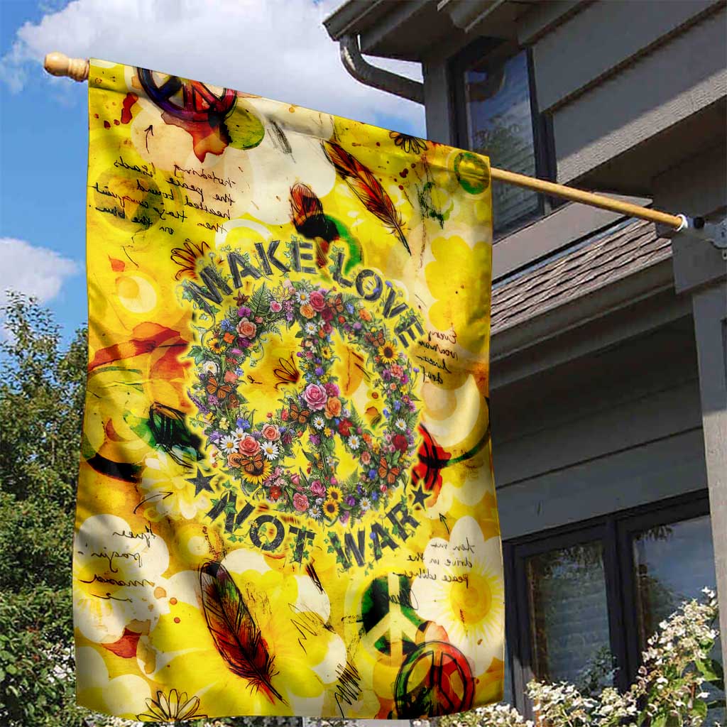 Make Love Not War Garden Flag Hippie Flower Power Revolution