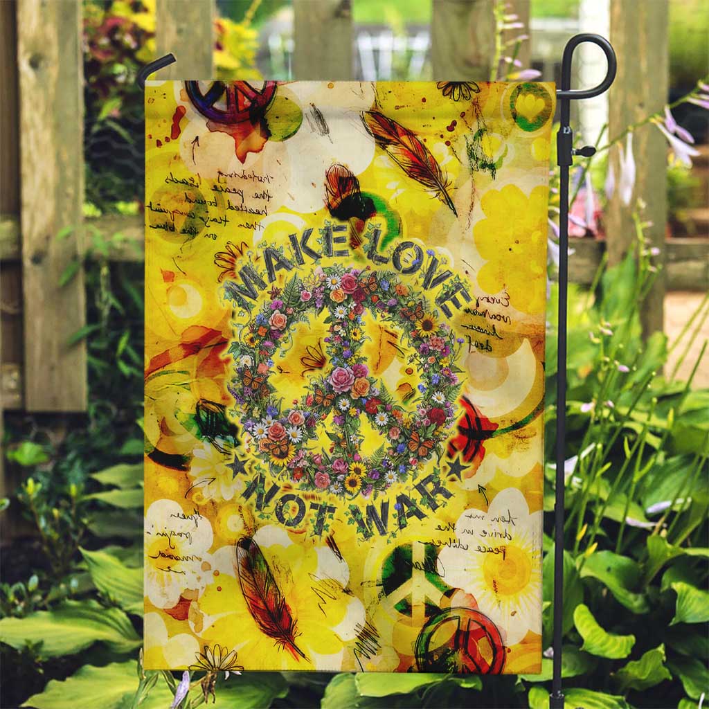 Make Love Not War Garden Flag Hippie Flower Power Revolution