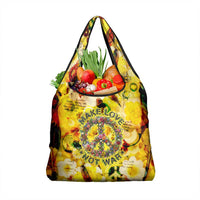 Make Love Not War Grocery Bag Hippie Flower Power Revolution