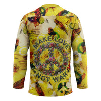Make Love Not War Hockey Jersey Hippie Flower Power Revolution
