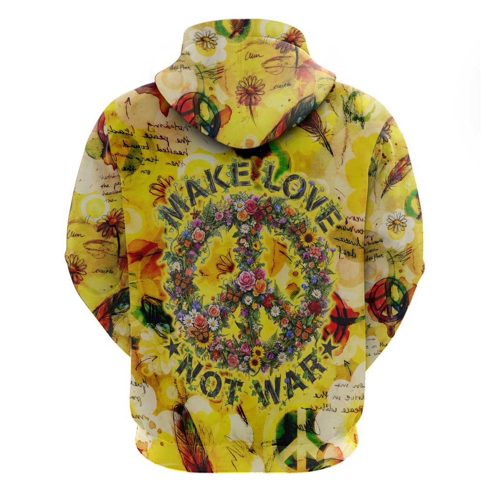 Make Love Not War Hoodie Hippie Flower Power Revolution