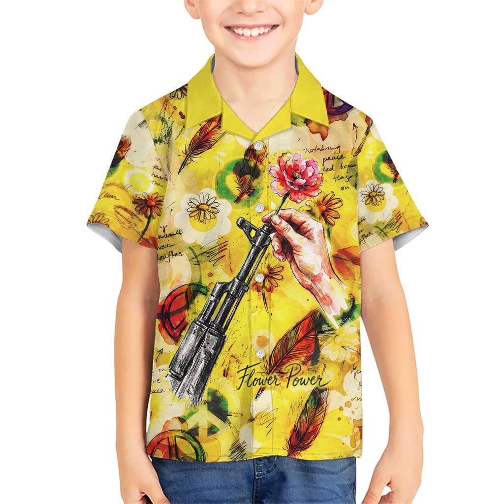 Make Love Not War Kid Hawaiian Shirt Hippie Flower Power Revolution