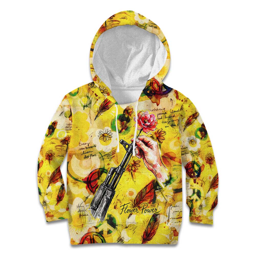 Make Love Not War Kid Hoodie Hippie Flower Power Revolution