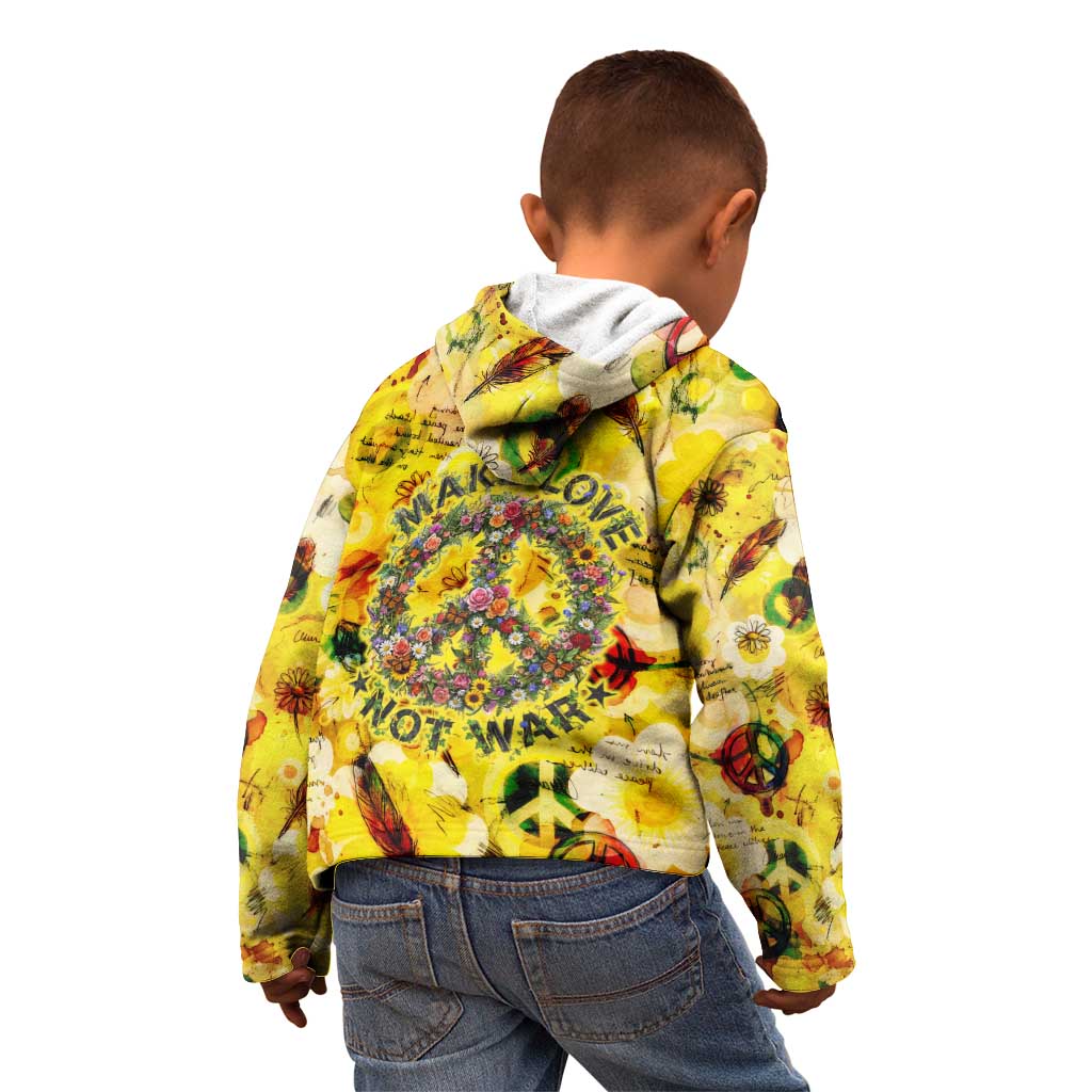 Make Love Not War Kid Hoodie Hippie Flower Power Revolution