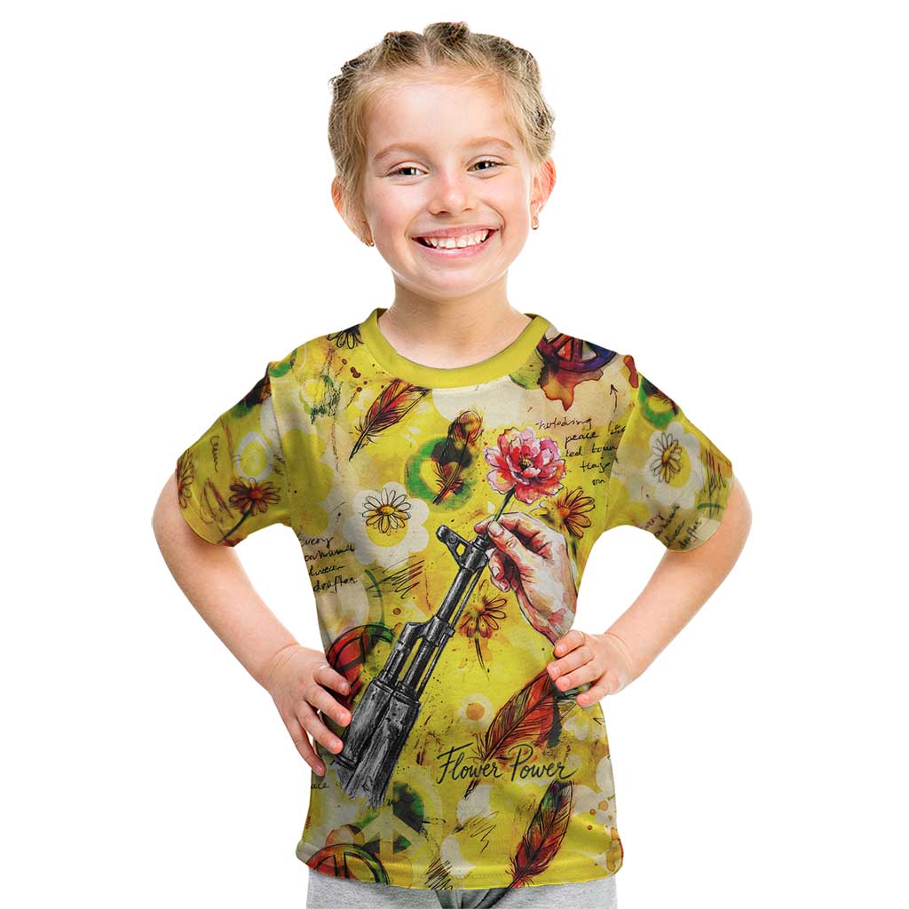 Make Love Not War Kid T Shirt Hippie Flower Power Revolution