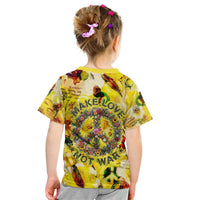 Make Love Not War Kid T Shirt Hippie Flower Power Revolution
