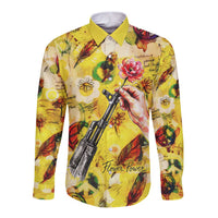 Make Love Not War Long Sleeve Button Shirt Hippie Flower Power Revolution