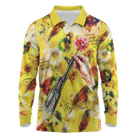 Make Love Not War Long Sleeve Polo Shirt Hippie Flower Power Revolution