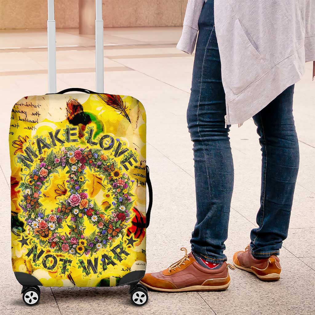 Make Love Not War Luggage Cover Hippie Flower Power Revolution