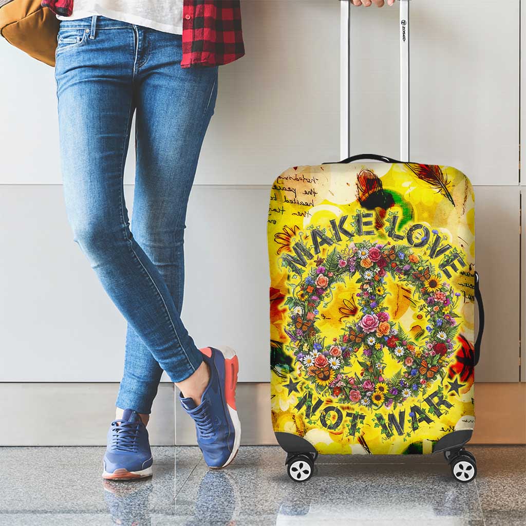 Make Love Not War Luggage Cover Hippie Flower Power Revolution