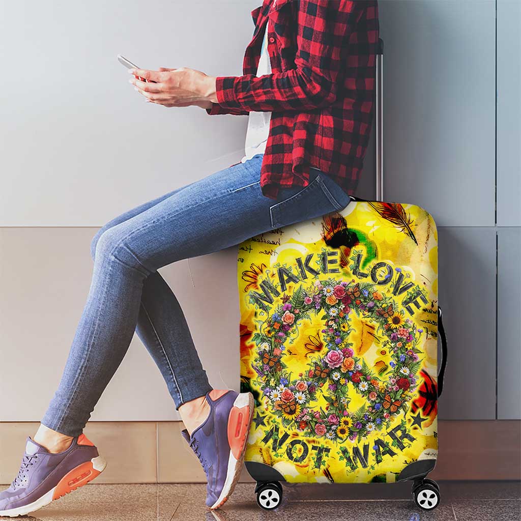 Make Love Not War Luggage Cover Hippie Flower Power Revolution