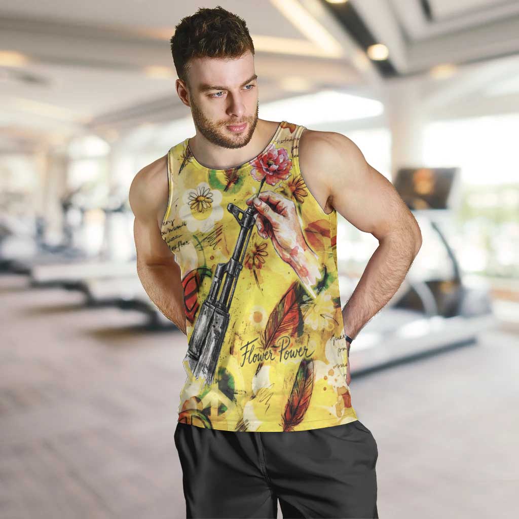 Make Love Not War Men Tank Top Hippie Flower Power Revolution
