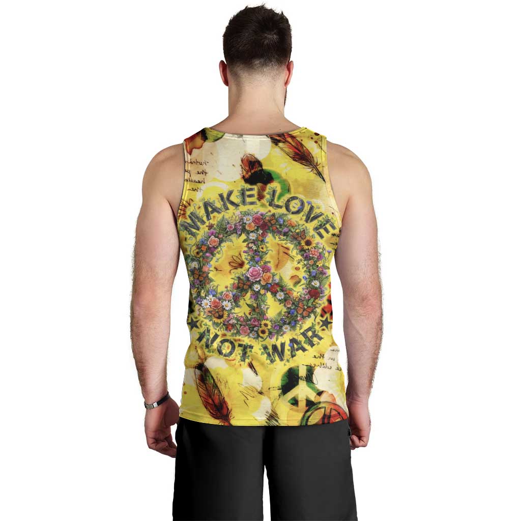Make Love Not War Men Tank Top Hippie Flower Power Revolution