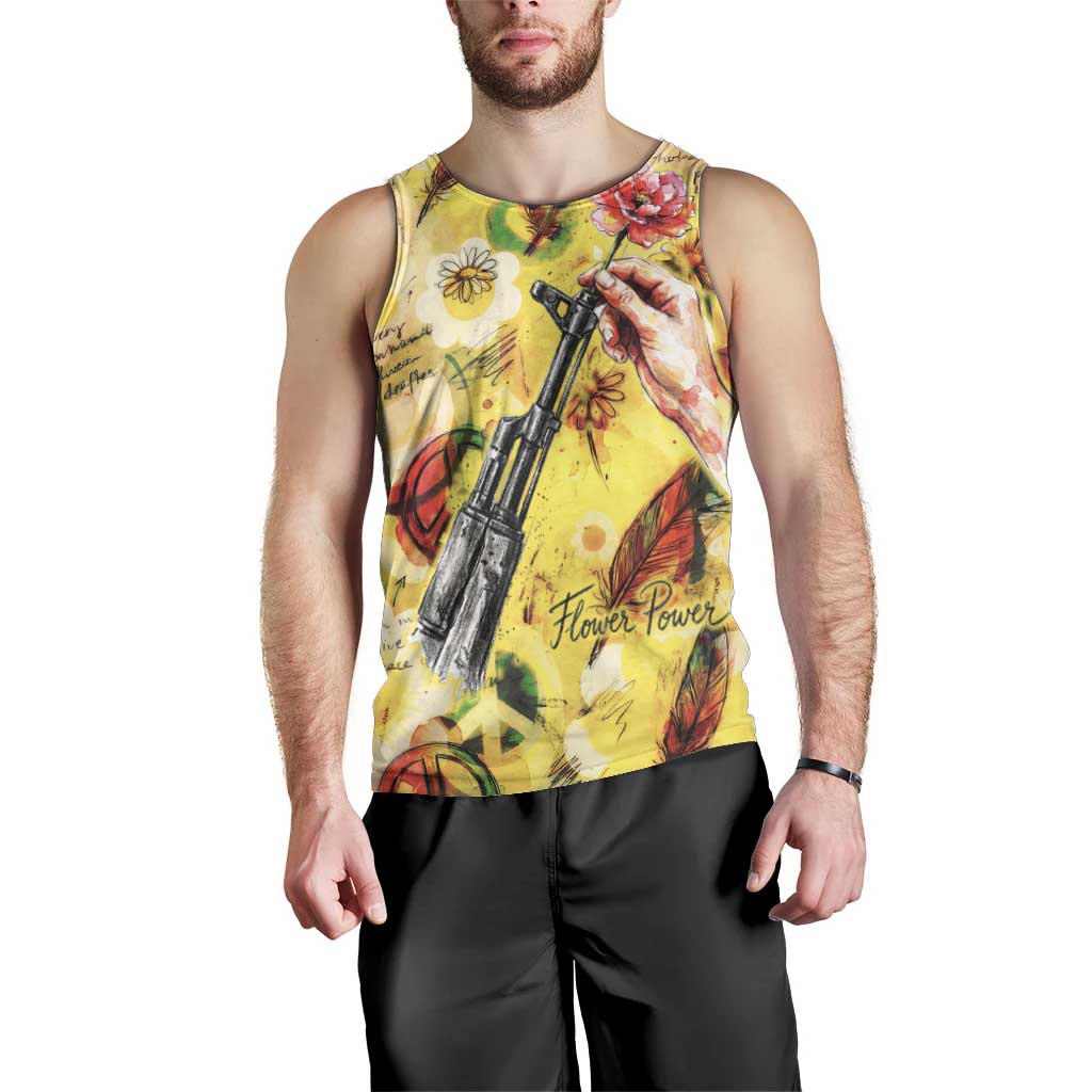 Make Love Not War Men Tank Top Hippie Flower Power Revolution