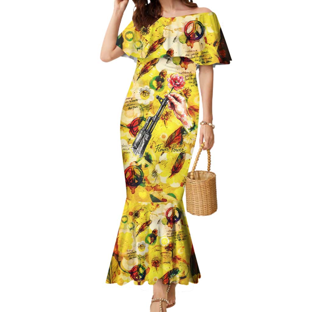 Make Love Not War Mermaid Dress Hippie Flower Power Revolution