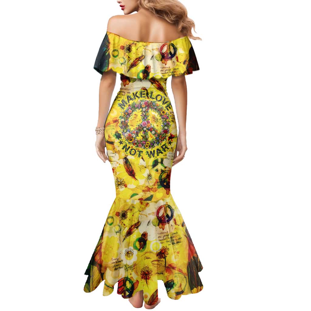 Make Love Not War Mermaid Dress Hippie Flower Power Revolution