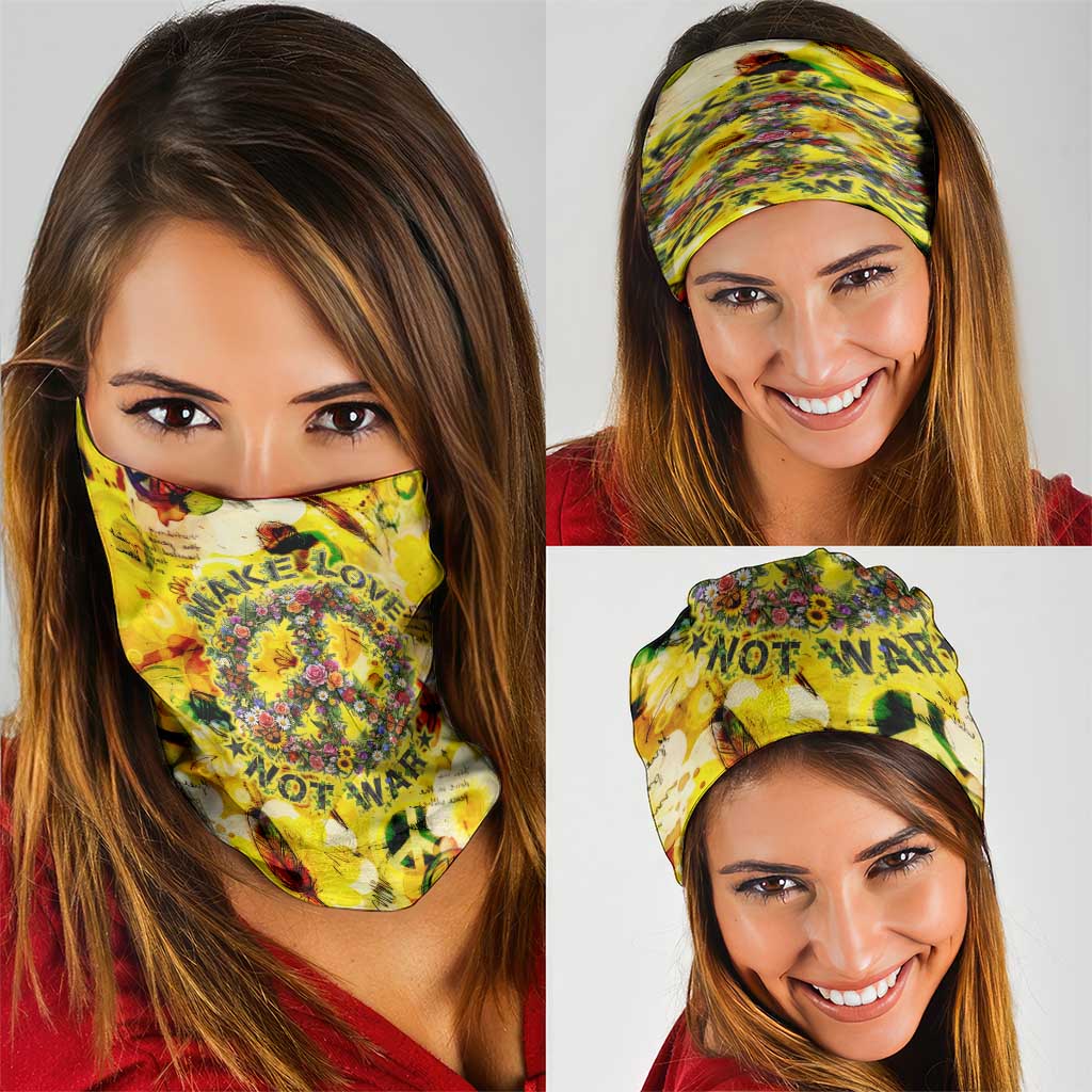 Make Love Not War Neck Gaiter Hippie Flower Power Revolution