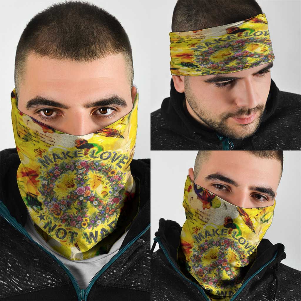 Make Love Not War Neck Gaiter Hippie Flower Power Revolution
