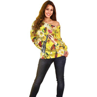 Make Love Not War Off Shoulder Sweater Hippie Flower Power Revolution