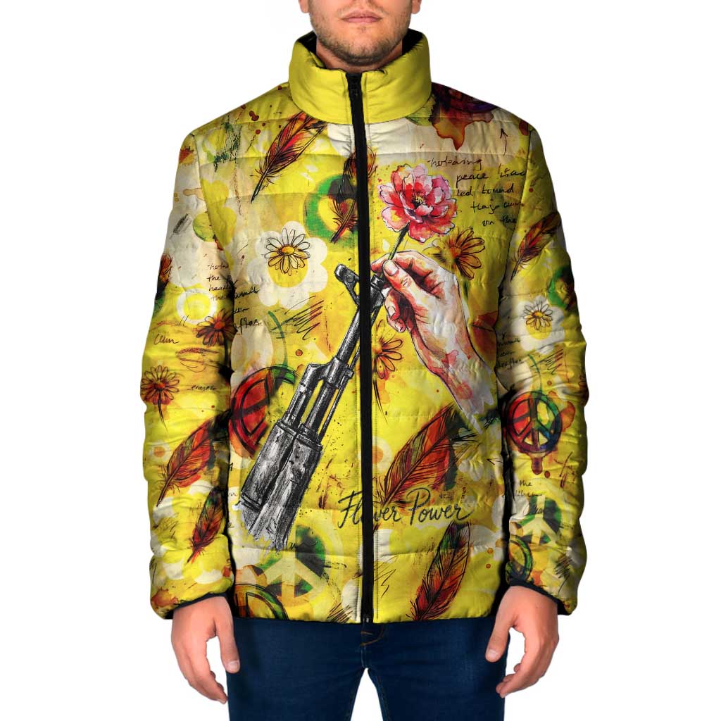 Make Love Not War Padded Jacket Hippie Flower Power Revolution
