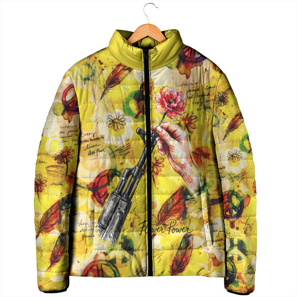 Make Love Not War Padded Jacket Hippie Flower Power Revolution