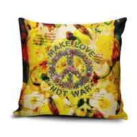 Make Love Not War Pillow Cover Hippie Flower Power Revolution