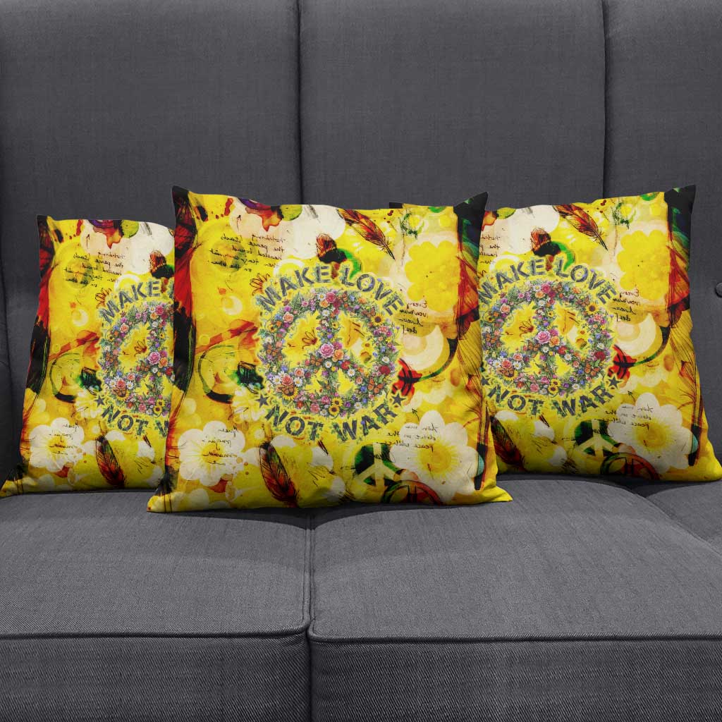 Make Love Not War Pillow Cover Hippie Flower Power Revolution