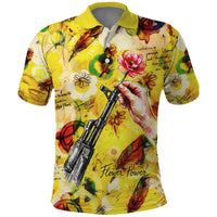 Make Love Not War Polo Shirt Hippie Flower Power Revolution
