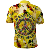 Make Love Not War Polo Shirt Hippie Flower Power Revolution