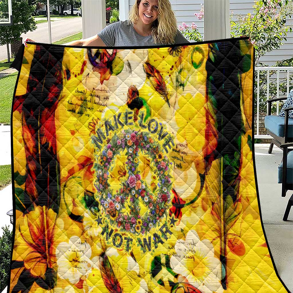 Make Love Not War Quilt Hippie Flower Power Revolution