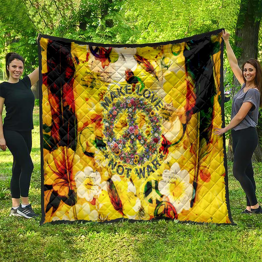Make Love Not War Quilt Hippie Flower Power Revolution
