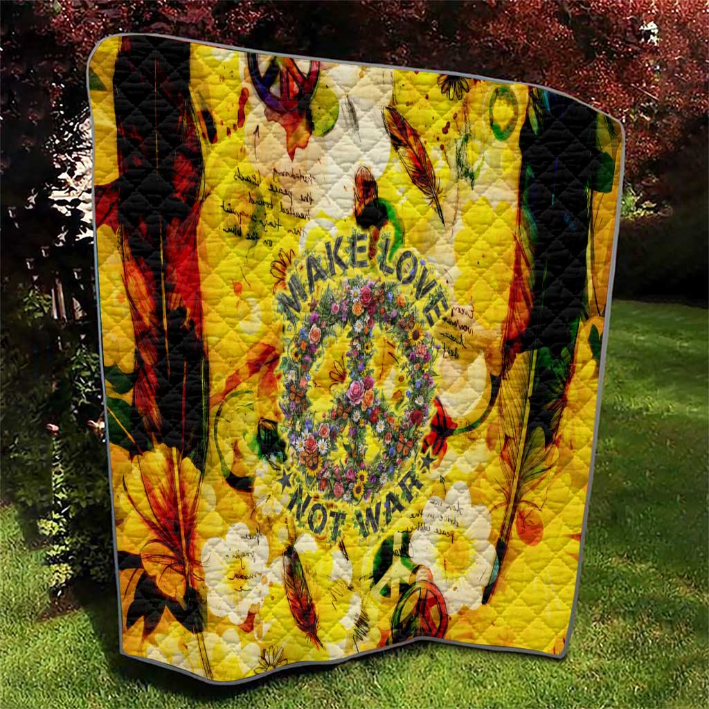 Make Love Not War Quilt Hippie Flower Power Revolution