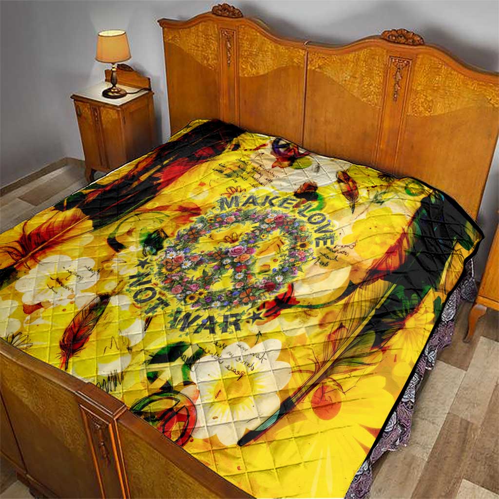 Make Love Not War Quilt Hippie Flower Power Revolution