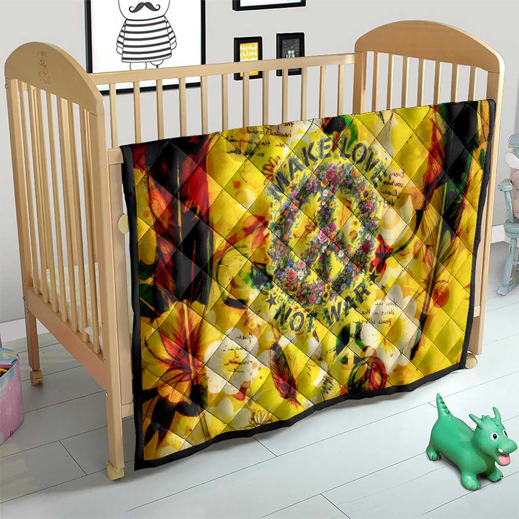 Make Love Not War Quilt Hippie Flower Power Revolution