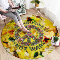 Make Love Not War Round Carpet Hippie Flower Power Revolution